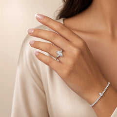 1.25 CT Marquise Asymmetrical Cluster Diamond Ring