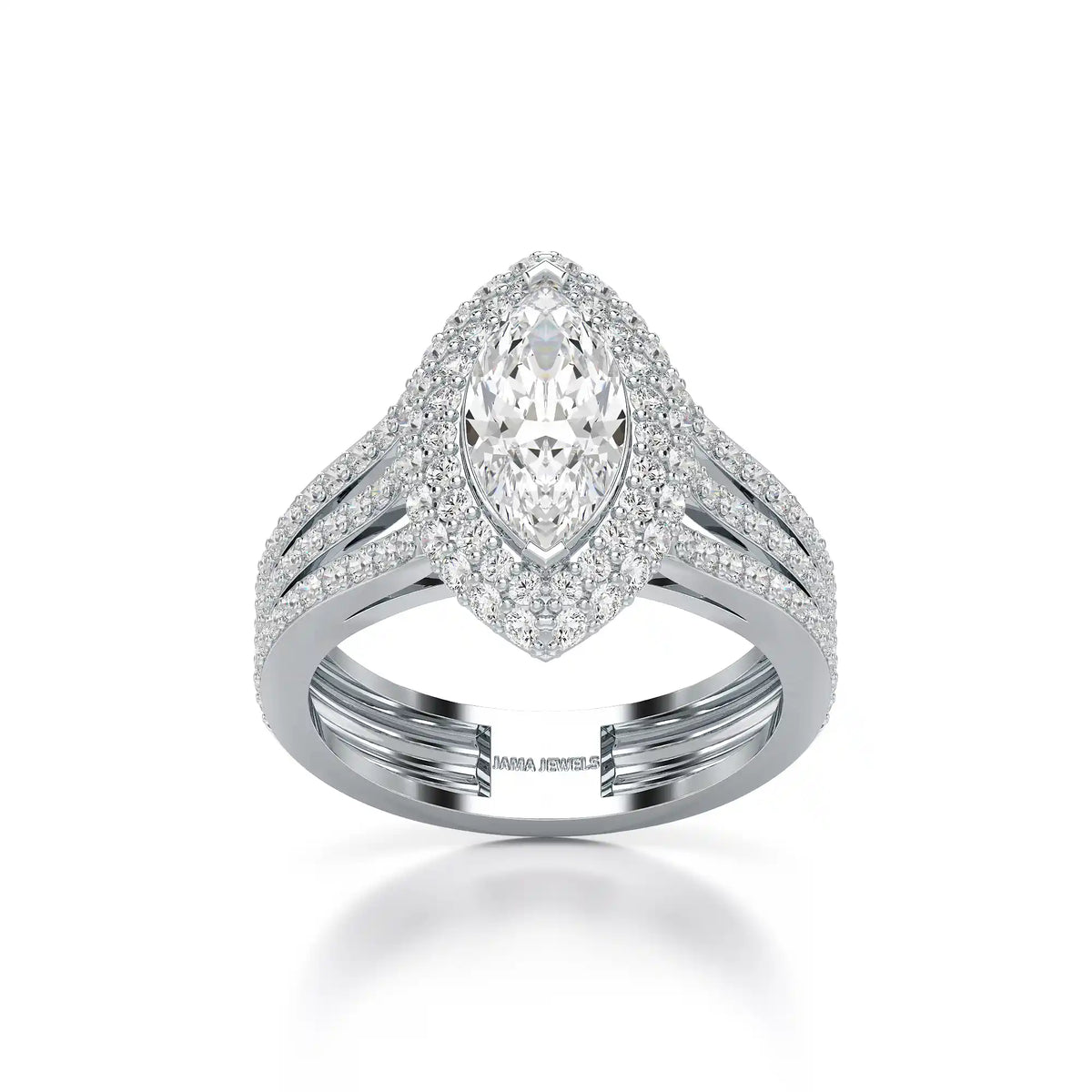 2.25 CT Marquise Cut Halo Lab Diamond Ring