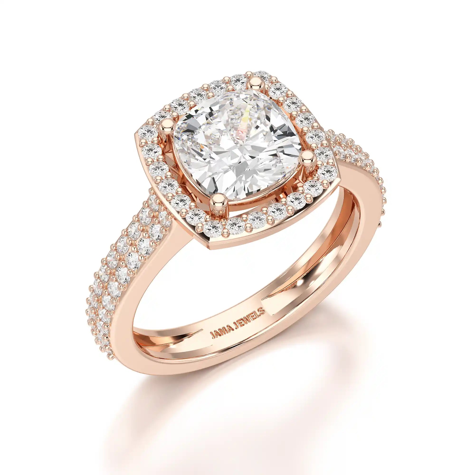 2.50 CT Cushion Cut Ring with Round Diamonds