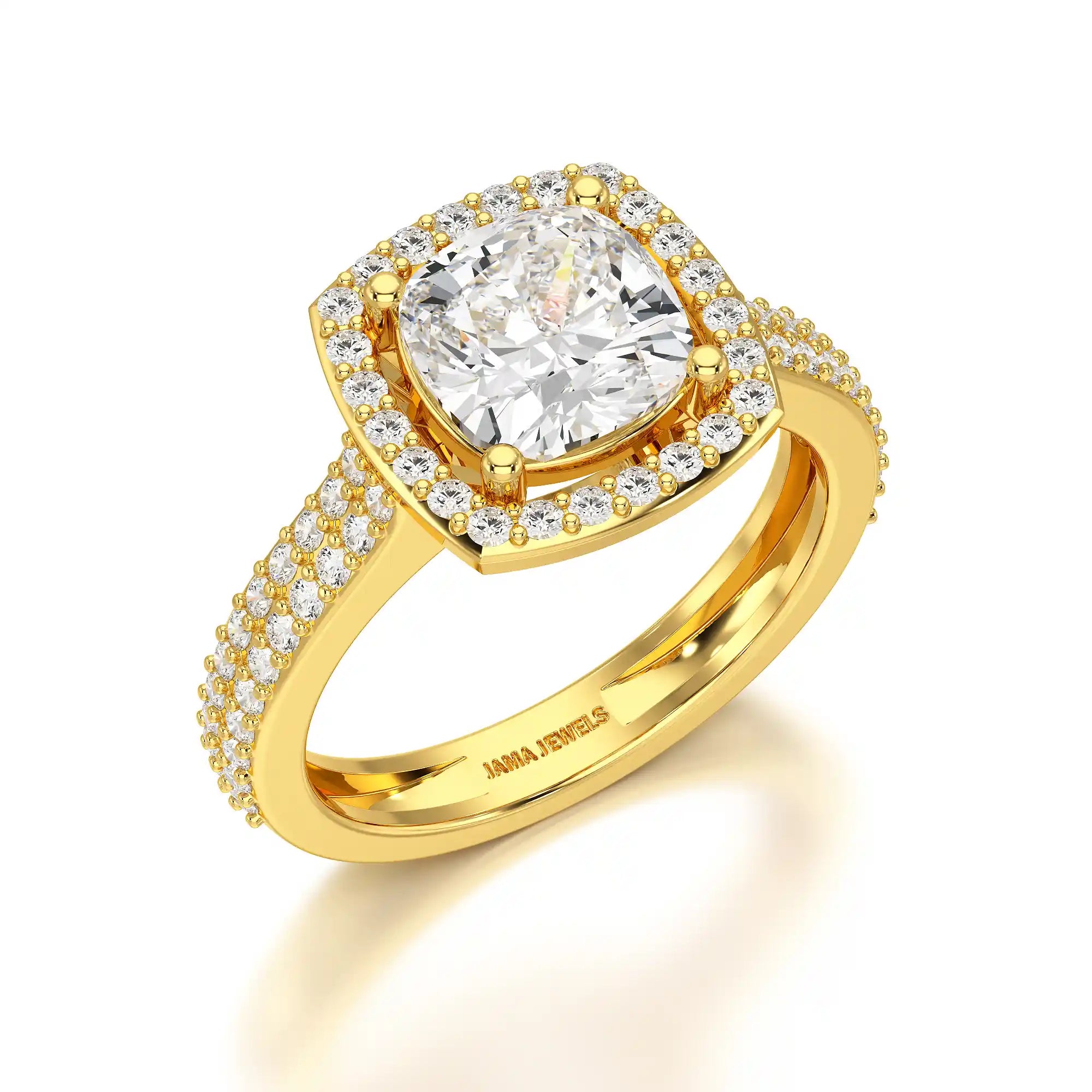 2.50 CT Cushion Cut Ring with Round Diamonds
