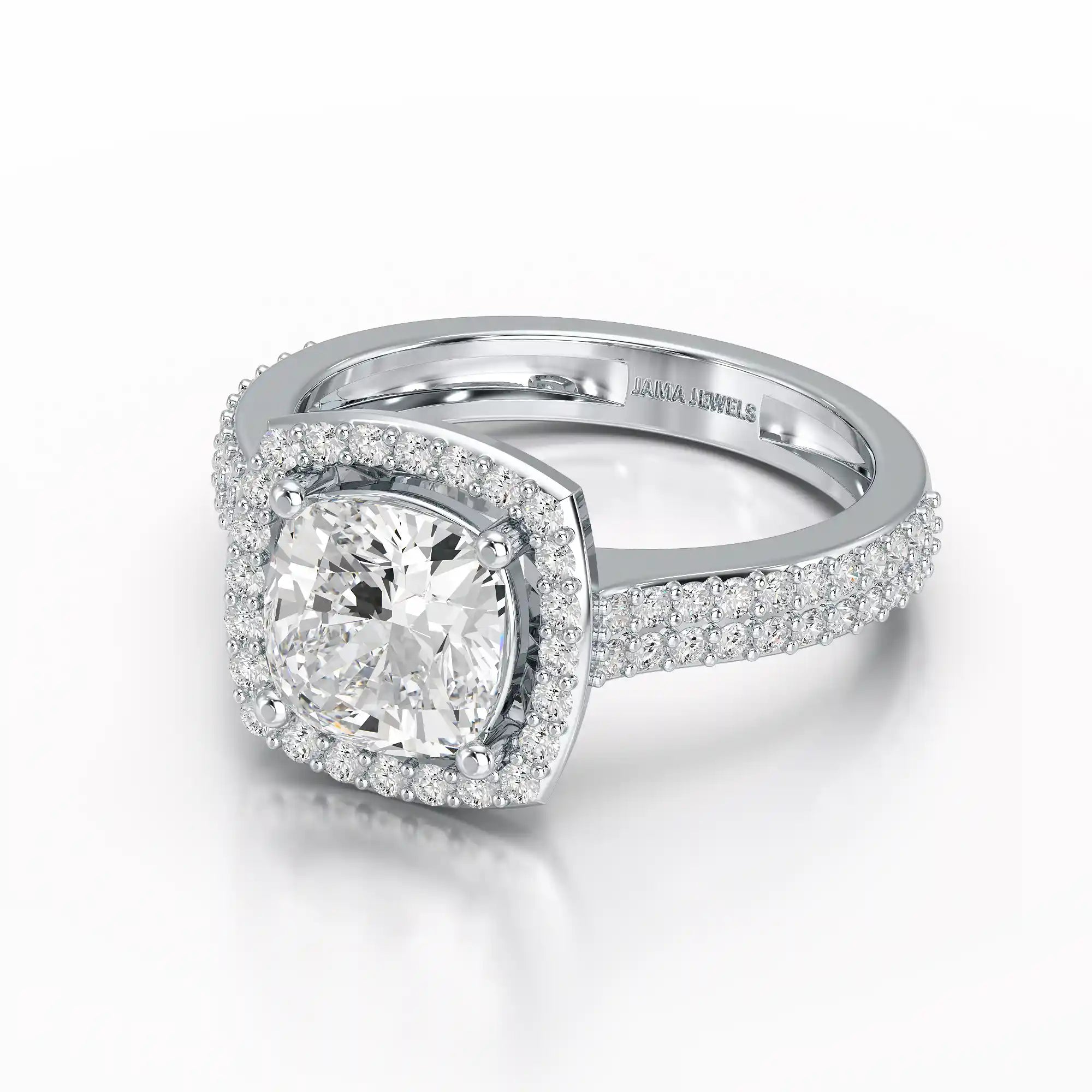 2.50 CT Cushion Cut Ring with Round Diamonds