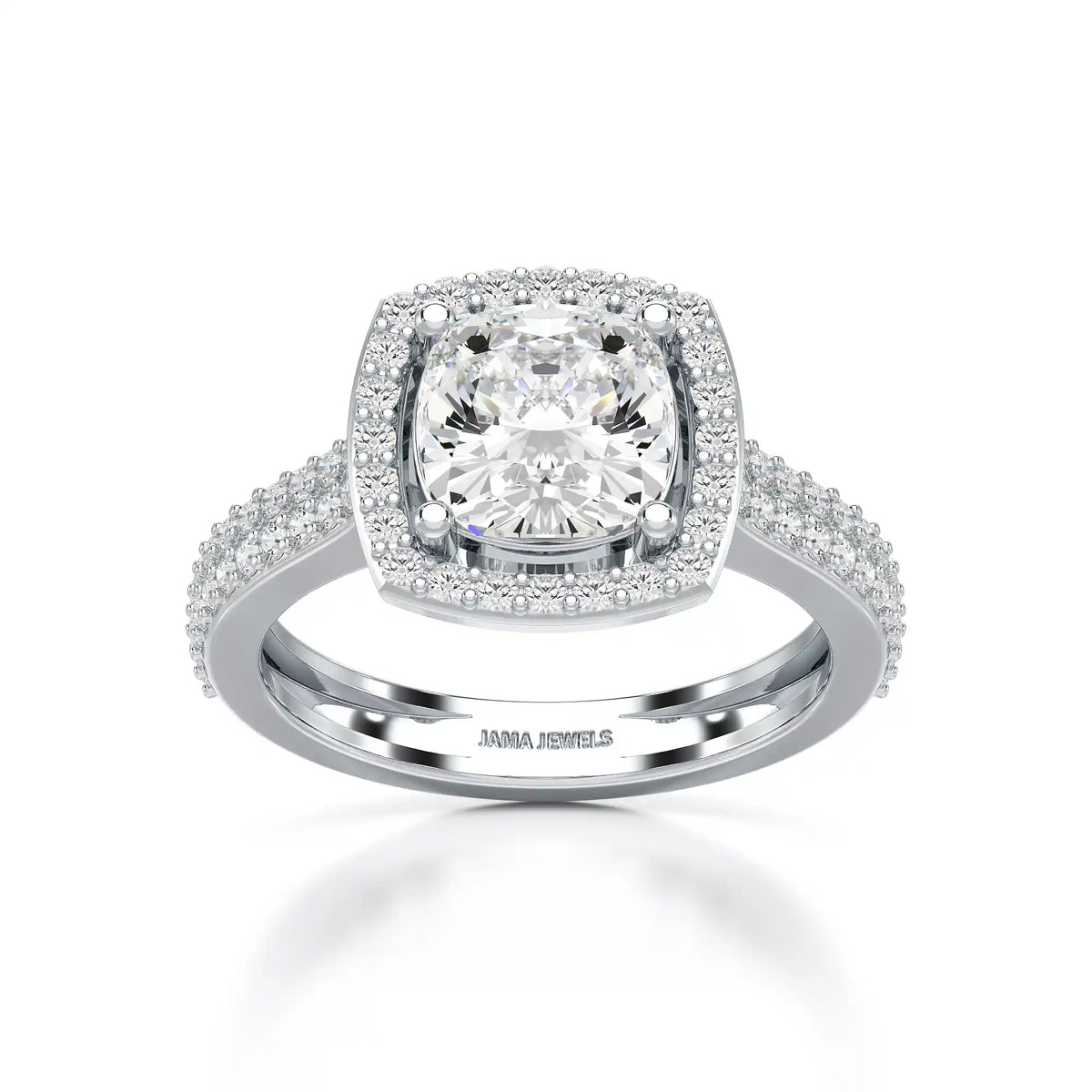 2.50 CT Cushion Cut Ring with Round Diamonds
