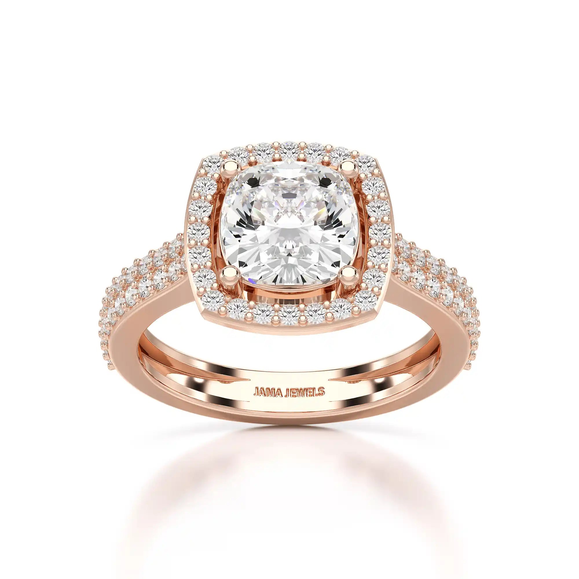 2.50 CT Cushion Cut Ring with Round Diamonds