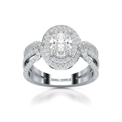 1.60 CT Oval Cut Diamond Halo Ring Jama Jewels