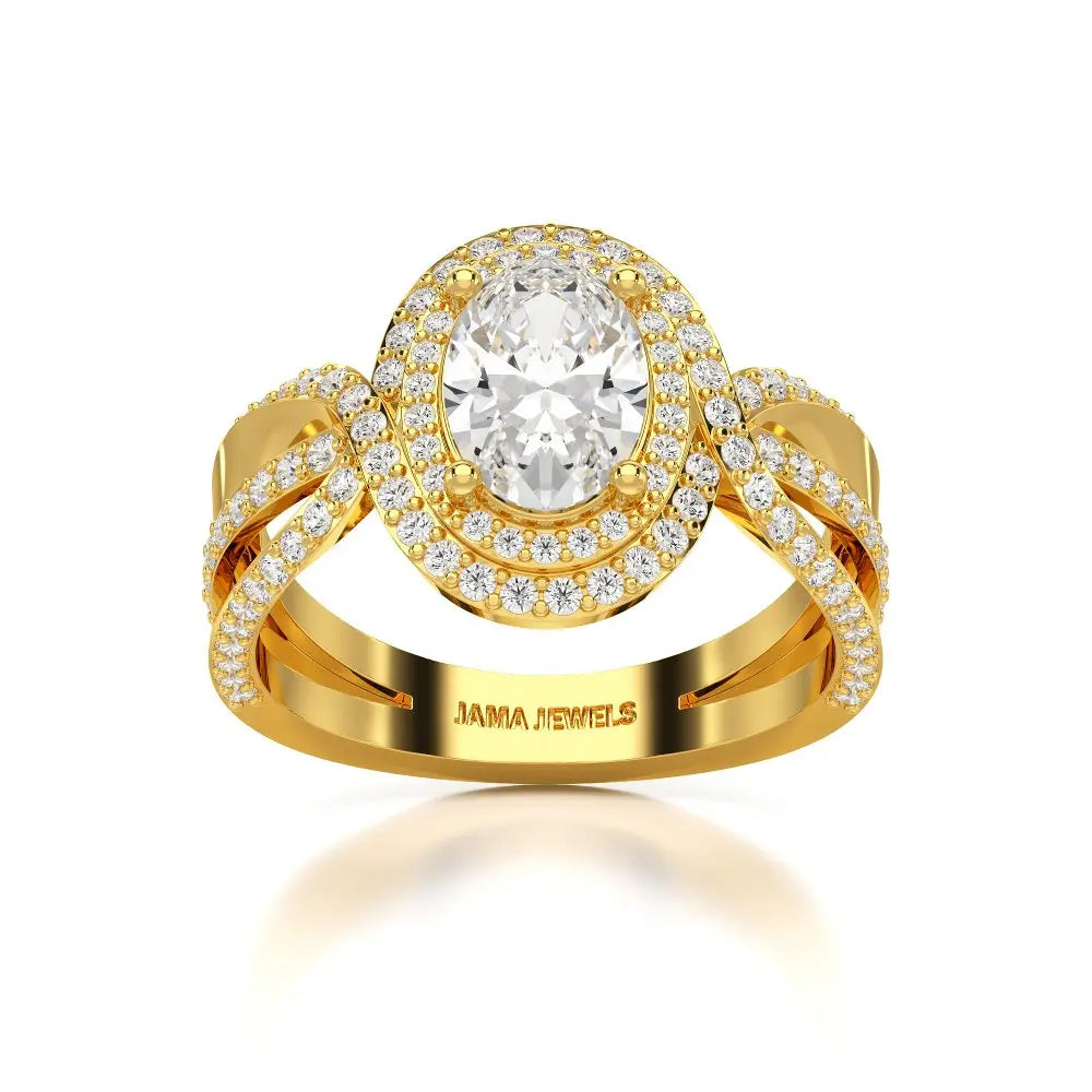 1.60 CT Oval Cut Diamond Halo Ring Jama Jewels
