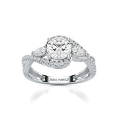 1.45 CT Round Cut Diamond Bypass Ring with Pear & Round Diamonds Jama Jewels