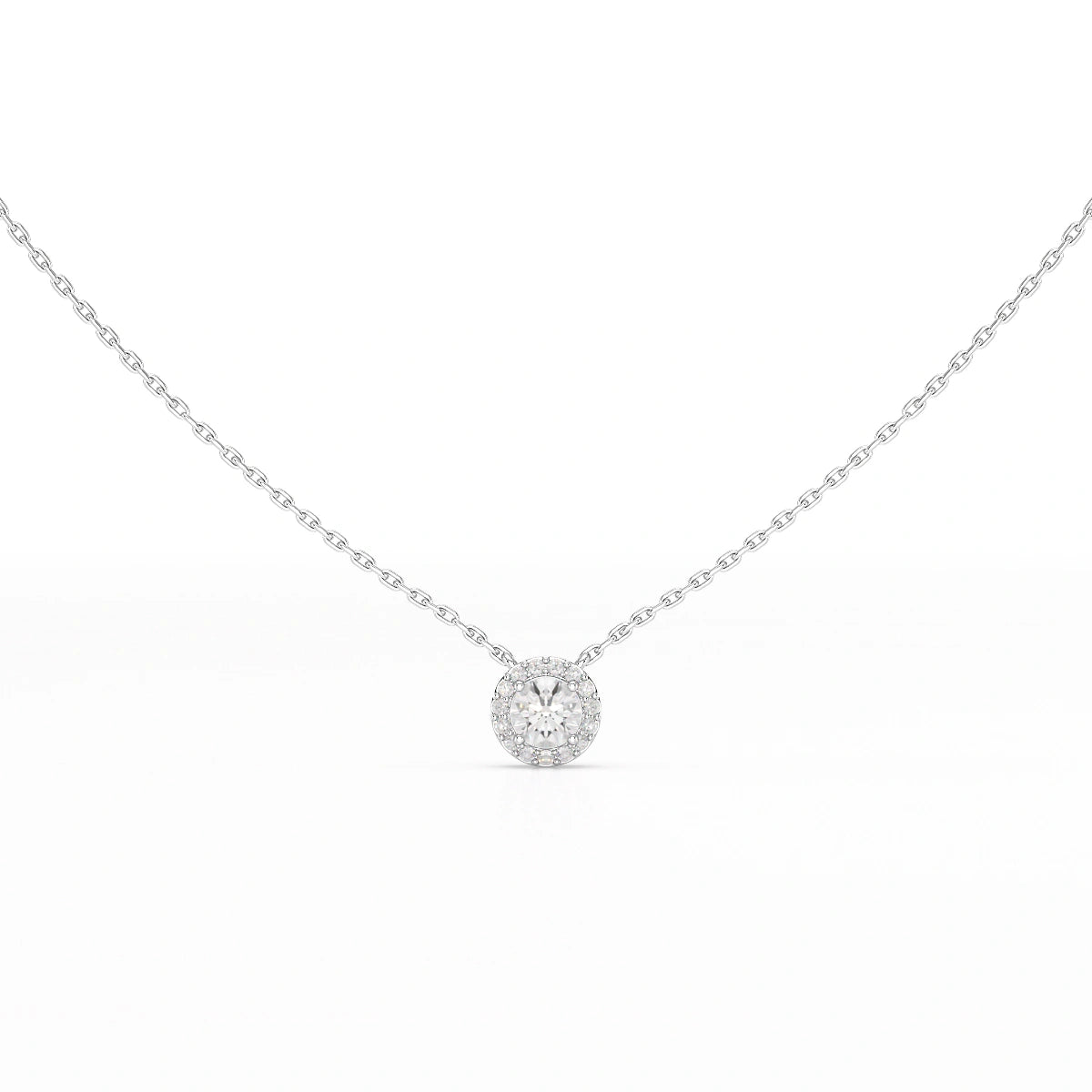 0.60 CT Round Cut Halo Lab Diamond Chain Pendant