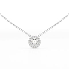 0.60 CT Round Cut Halo Lab Diamond Chain Pendant