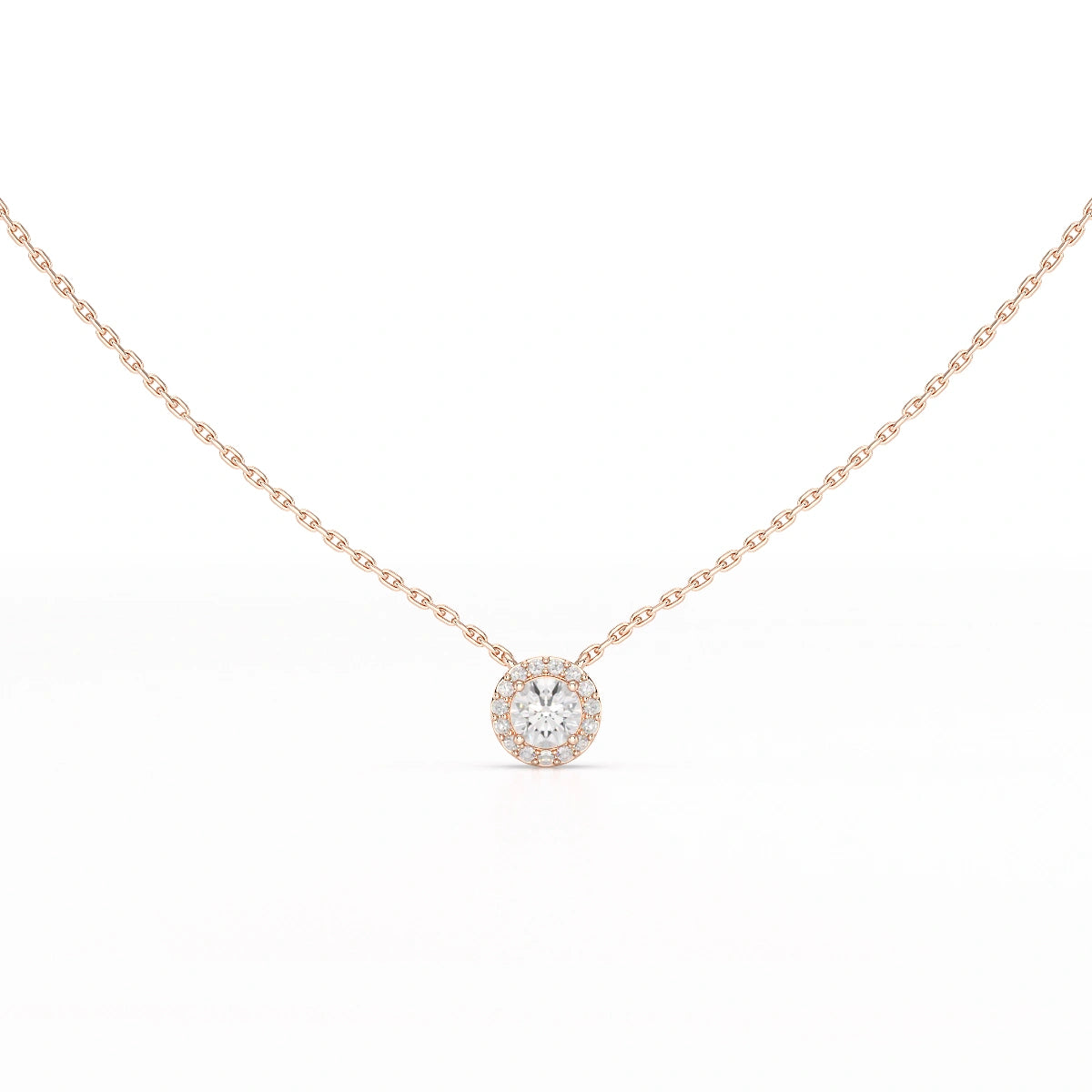 0.60 CT Round Cut Halo Lab Diamond Chain Pendant