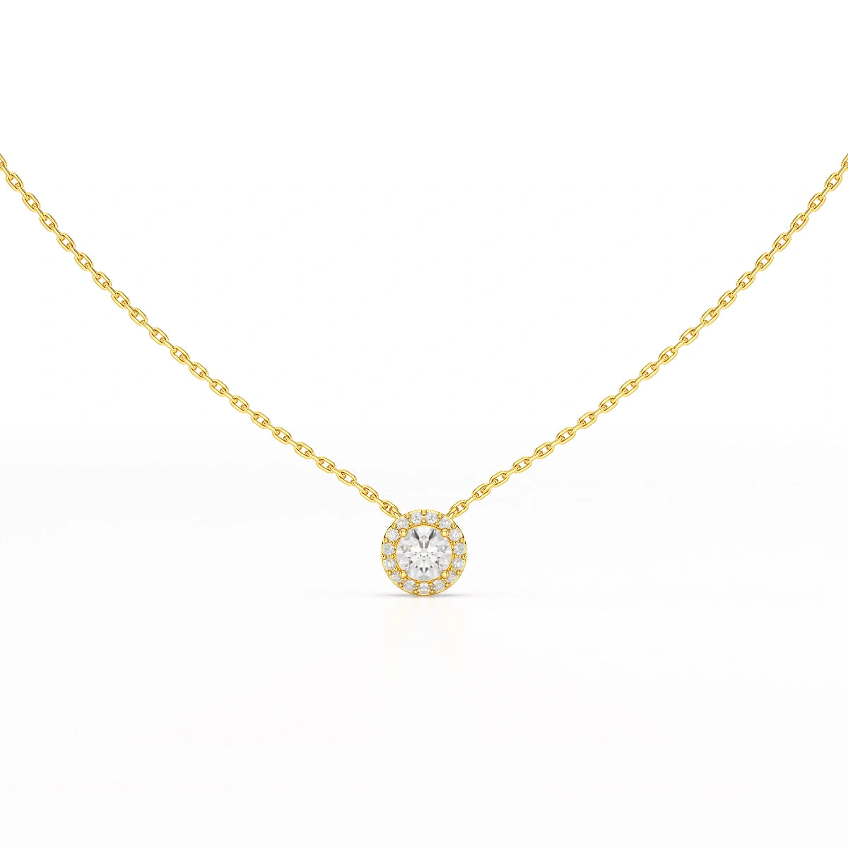 0.60 CT Round Cut Halo Lab Diamond Chain Pendant