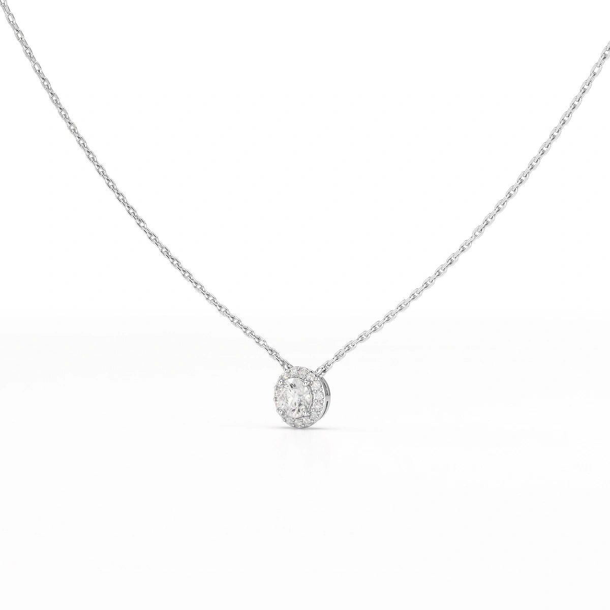 0.60 CT Round Cut Halo Lab Diamond Chain Pendant