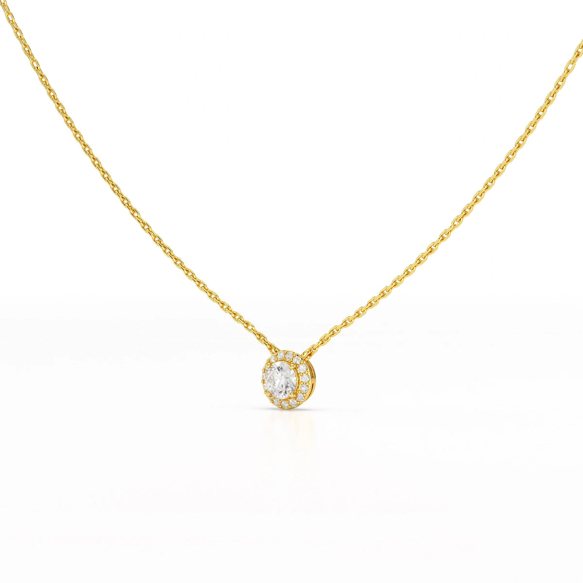 0.60 CT Round Cut Halo Lab Diamond Chain Pendant
