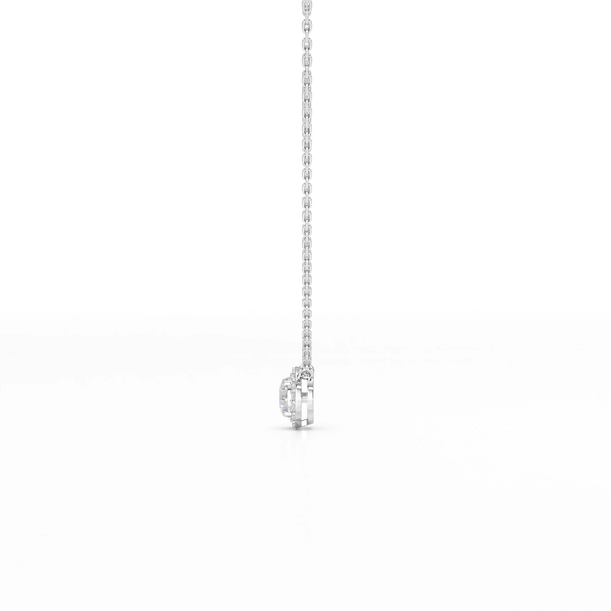 0.60 CT Round Cut Halo Lab Diamond Chain Pendant