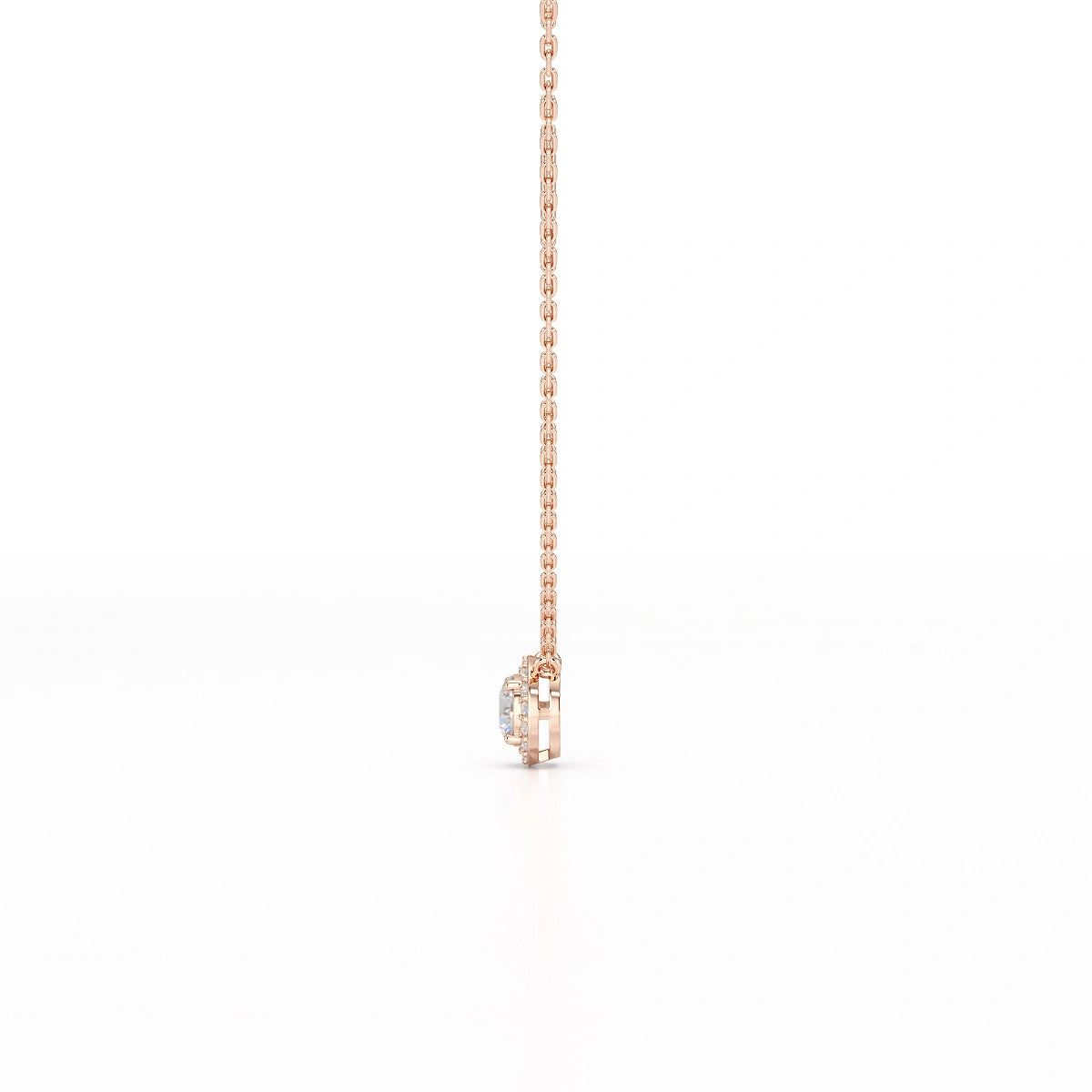 0.60 CT Round Cut Halo Lab Diamond Chain Pendant
