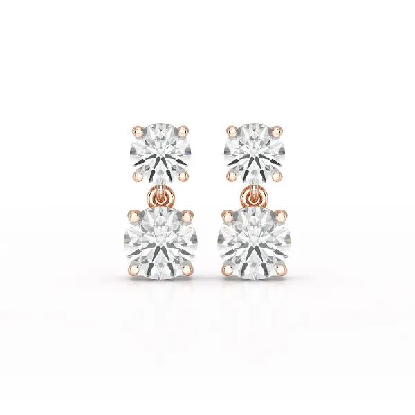 Simple Round Cut 6.34 CT Lab Diamond Drop Earring