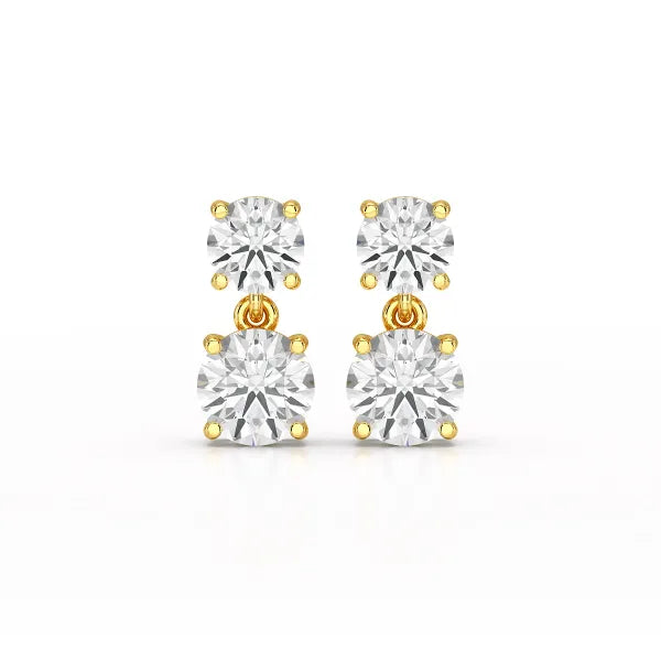 Simple Round Cut 6.34 CT Lab Diamond Drop Earring
