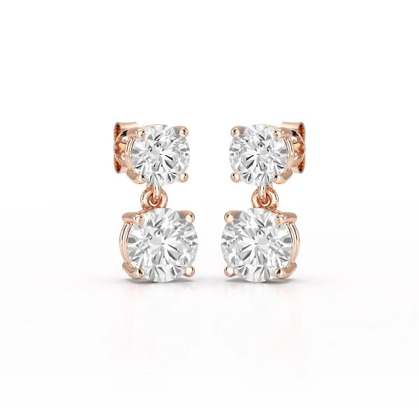Simple Round Cut 6.34 CT Lab Diamond Drop Earring