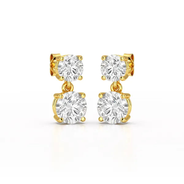 Simple Round Cut 6.34 CT Lab Diamond Drop Earring