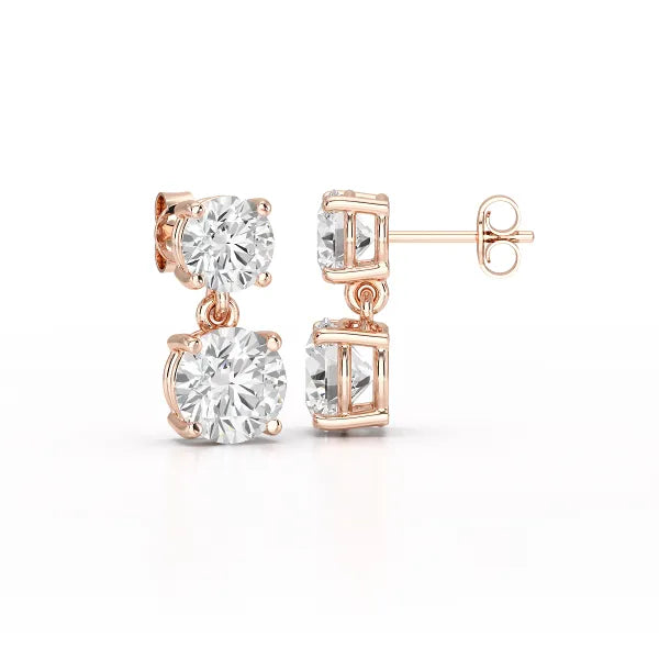 Simple Round Cut 6.34 CT Lab Diamond Drop Earring
