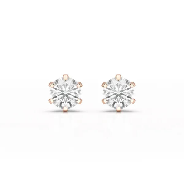 Simple Stud 0.87 CT Round Lab Diamond Earrings - Jama Jewels 
