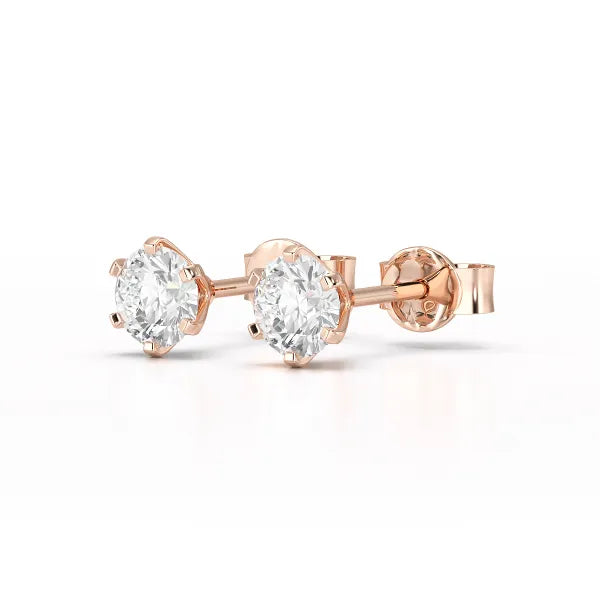 Simple Stud 0.87 CT Round Lab Diamond Earrings - Jama Jewels 