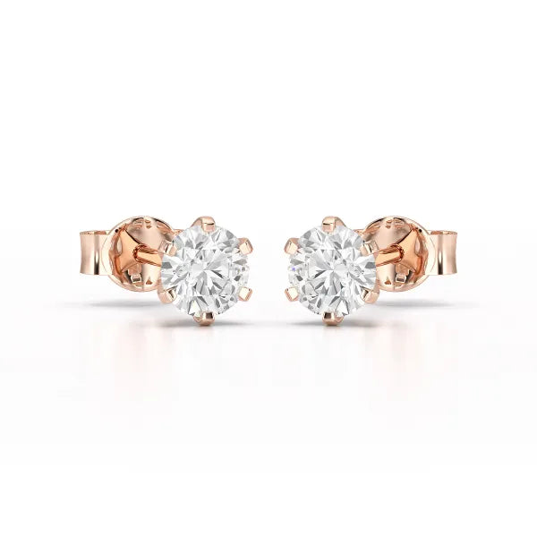 Simple Stud 0.87 CT Round Lab Diamond Earrings - Jama Jewels 