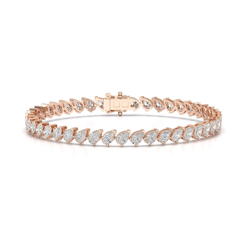 7.30 CT Pear Cut Diamond Bezel Tennis Bracelet Rose Gold