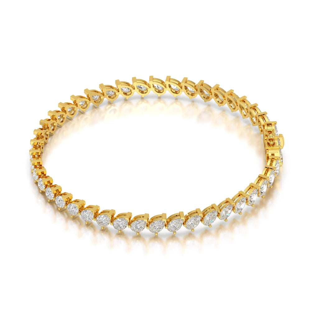 7.30 CT Pear Cut Diamond Bezel Tennis Bracelet Yellow Gold