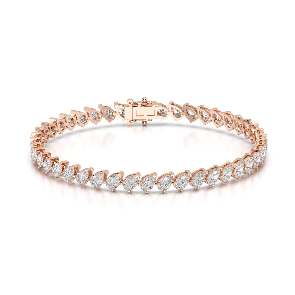 7.30 CT Pear Cut Diamond Bezel Tennis Bracelet Rose Gold