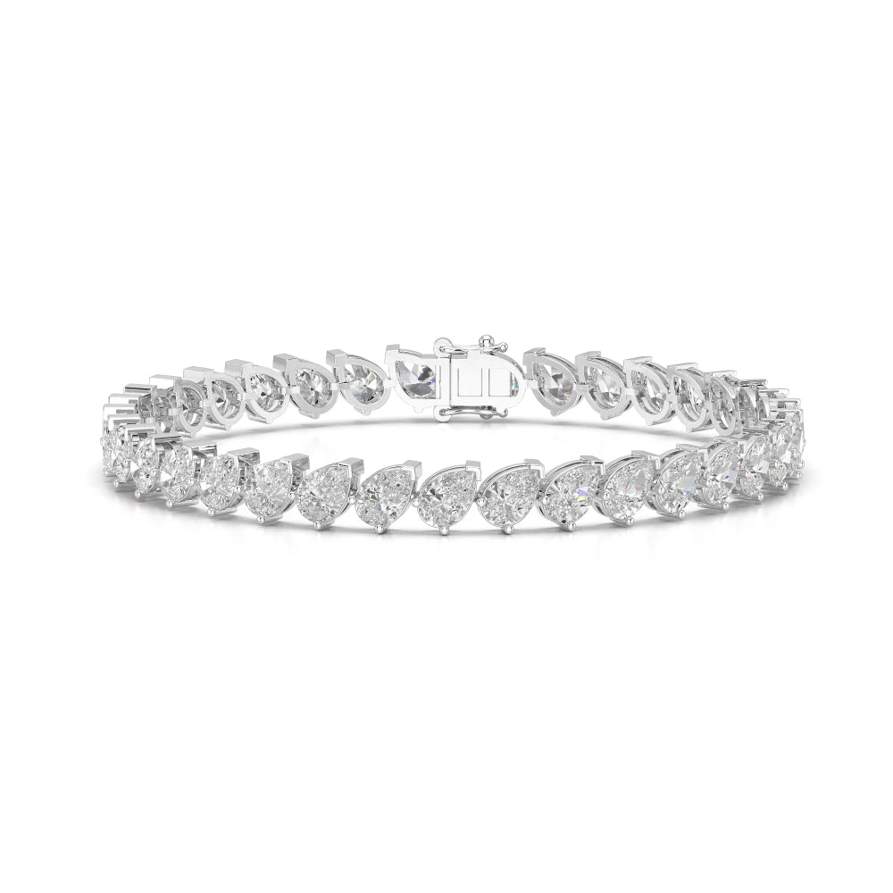 11.55 CT Pear Cut Diamond Bezel Tennis Bracelet White Gold