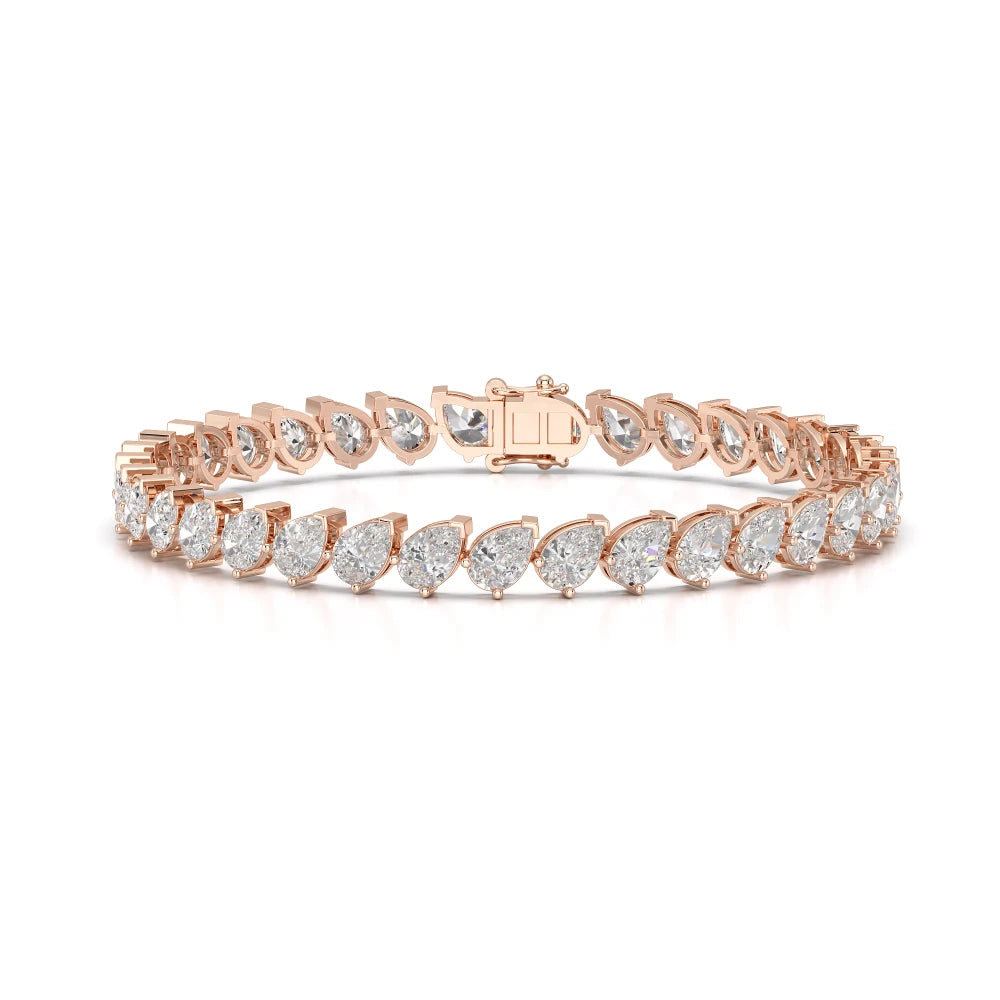 11.55 CT Pear Cut Diamond Bezel Tennis Bracelet Rose Gold