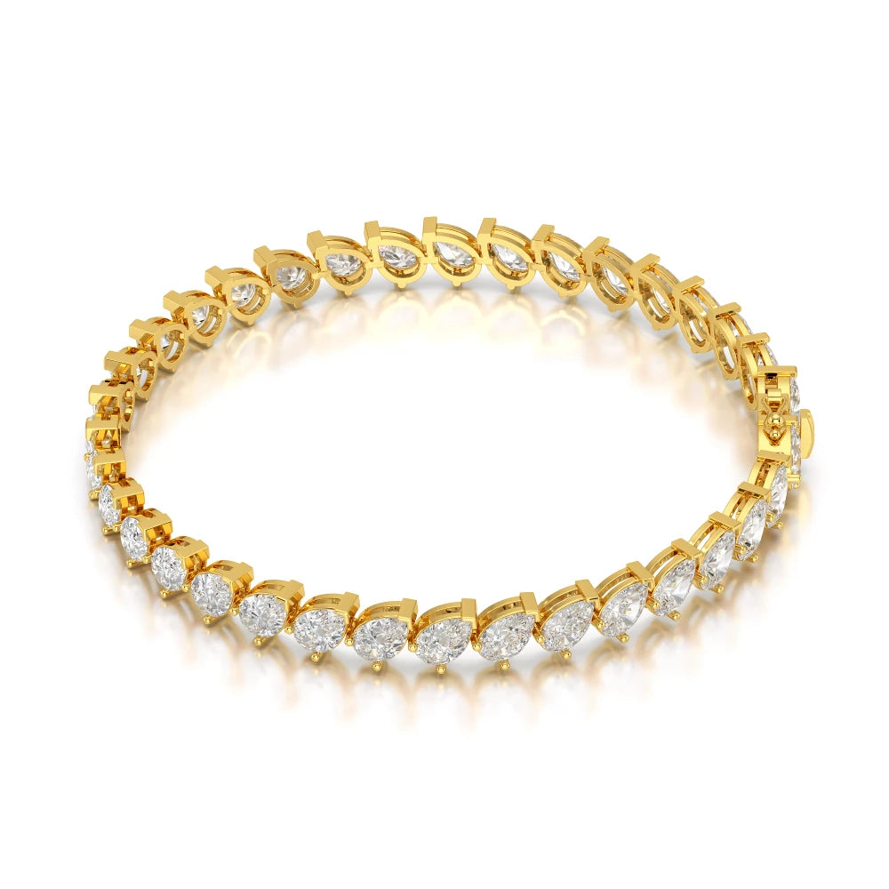11.55 CT Pear Cut Diamond Bezel Tennis Bracelet Yellow Gold