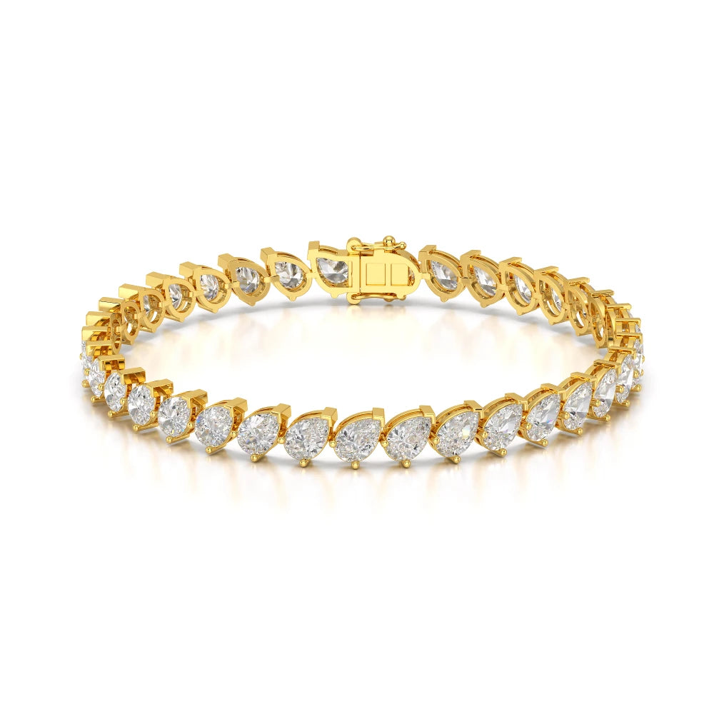 11.55 CT Pear Cut Diamond Bezel Tennis Bracelet Yellow Gold