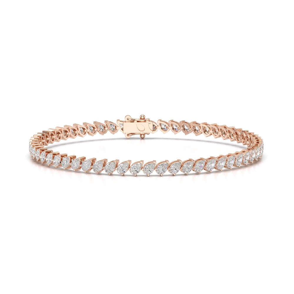 4.40 CT Pear Cut Diamond Bezel Tennis Bracelet Rose Gold