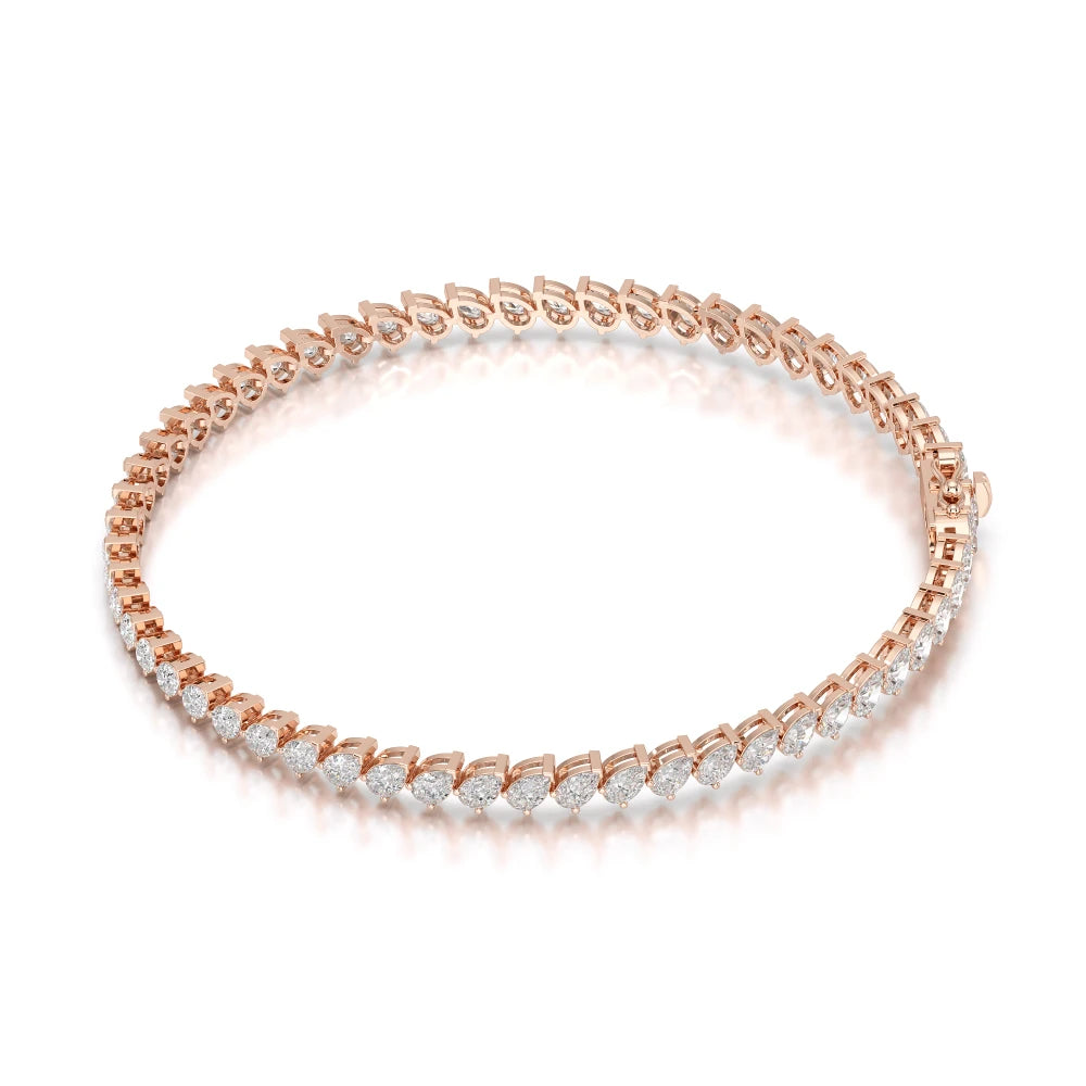4.40 CT Pear Cut Diamond Bezel Tennis Bracelet Rose Gold