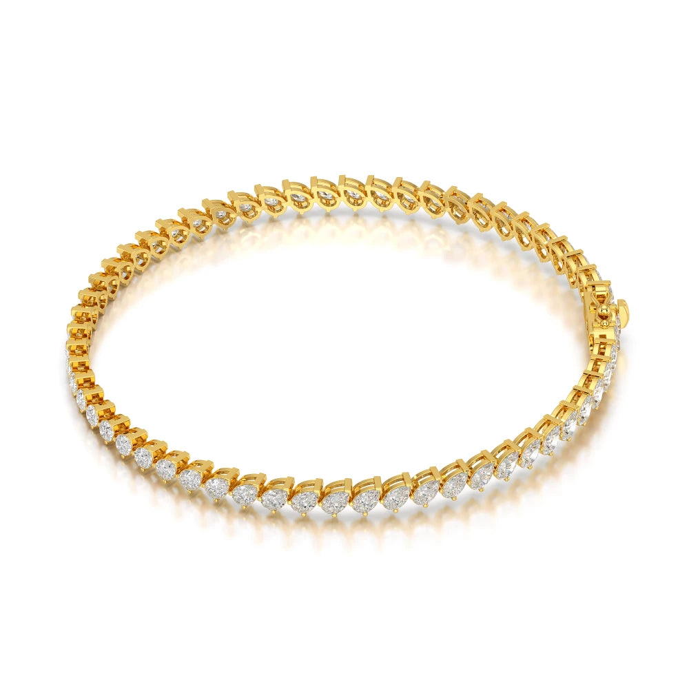 4.40 CT Pear Cut Diamond Bezel Tennis Bracelet Yellow Gold