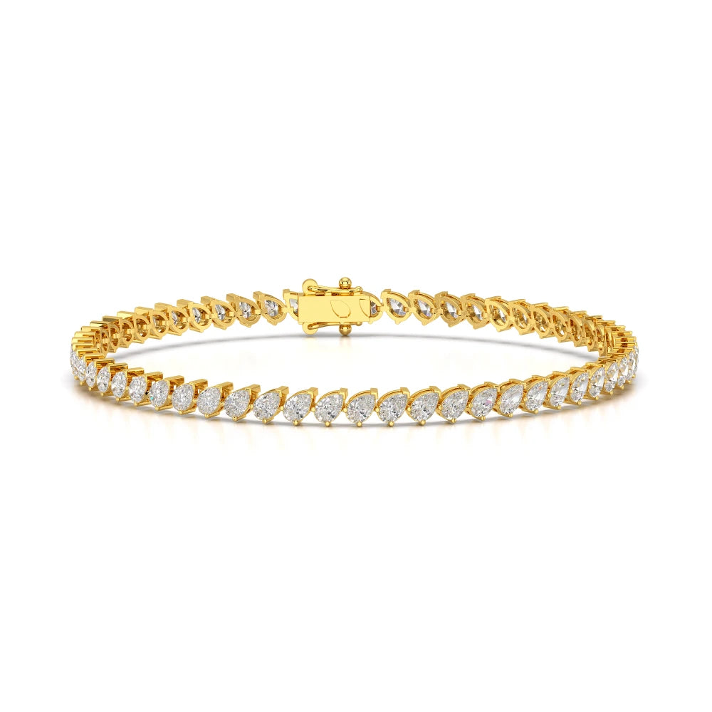 4.40 CT Pear Cut Diamond Bezel Tennis Bracelet Yellow Gold