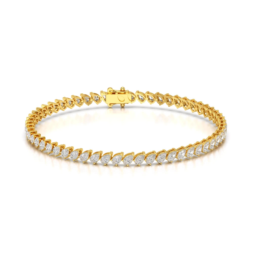 4.40 CT Pear Cut Diamond Bezel Tennis Bracelet Yellow Gold
