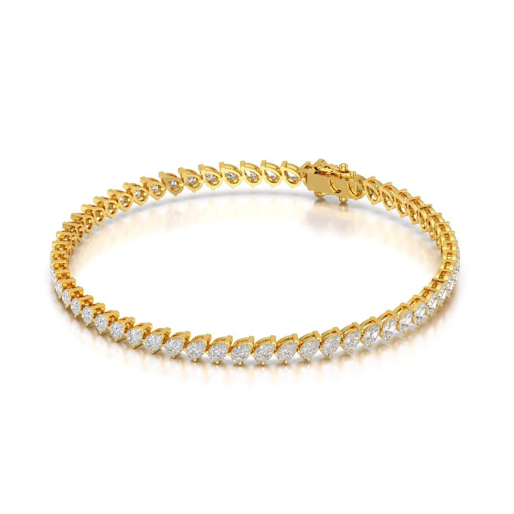 4.40 CT Pear Cut Diamond Bezel Tennis Bracelet Yellow Gold