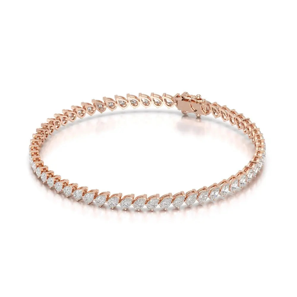 5.30 CT Pear Cut Diamond Bezel Tennis Bracelet Rose Gold