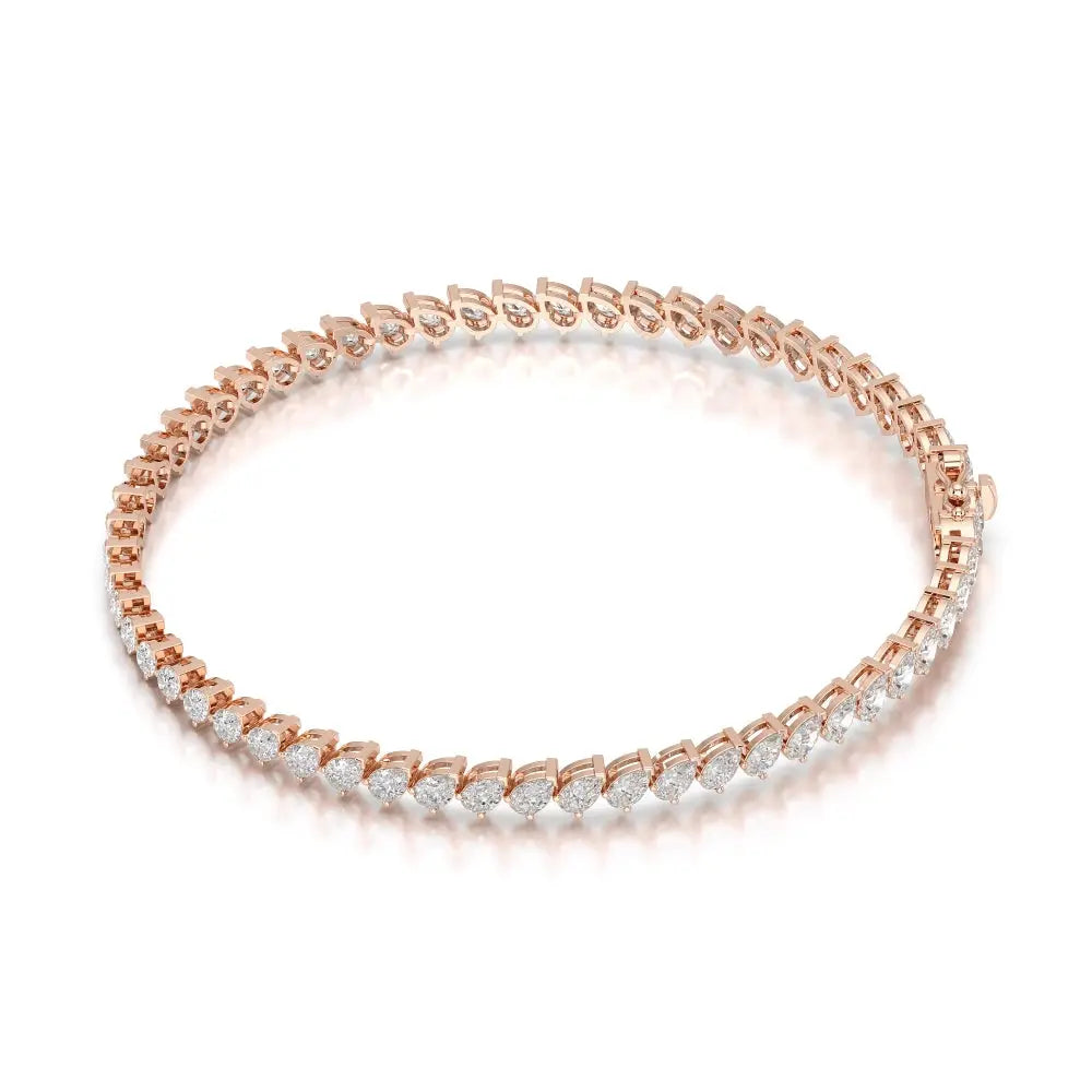 5.30 CT Pear Cut Diamond Bezel Tennis Bracelet Rose Gold
