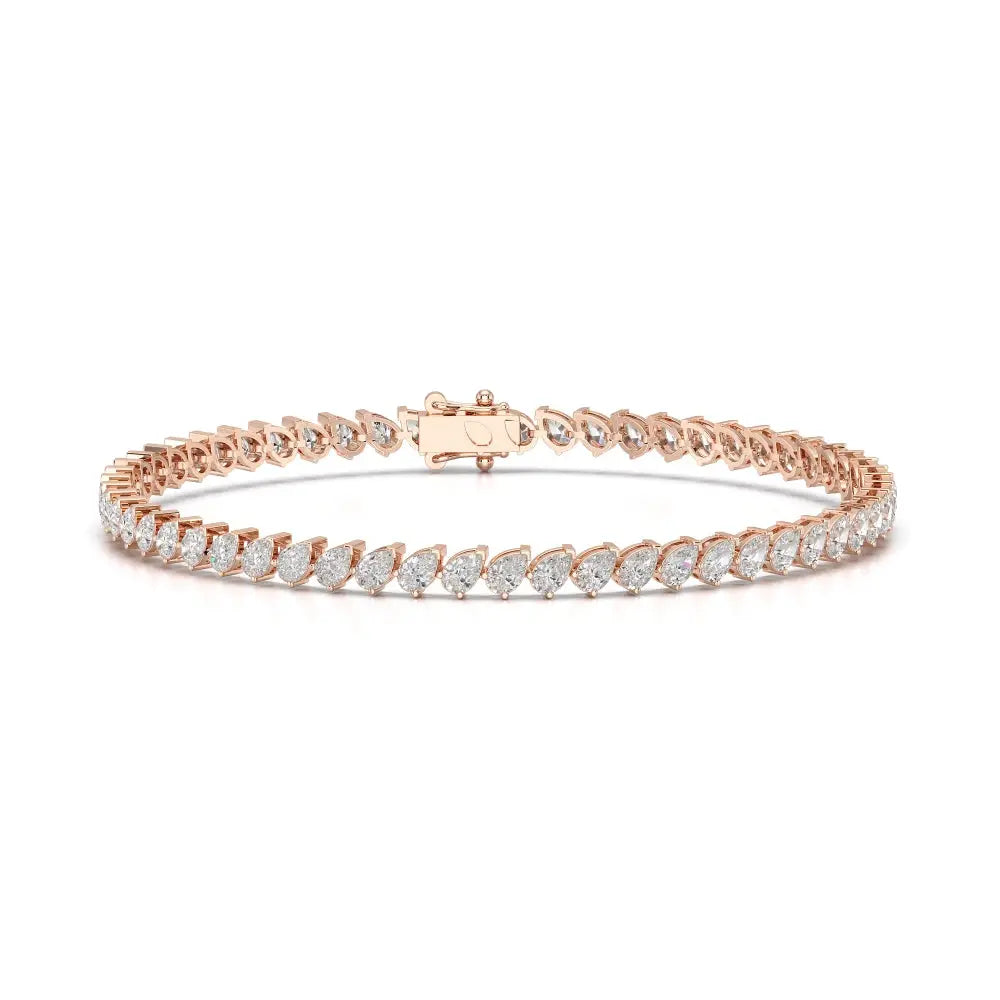 5.30 CT Pear Cut Diamond Bezel Tennis Bracelet Rose Gold