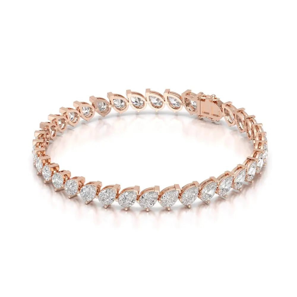 9.50 CT Pear Cut Diamond Bezel Tennis Bracelet Rose Gold