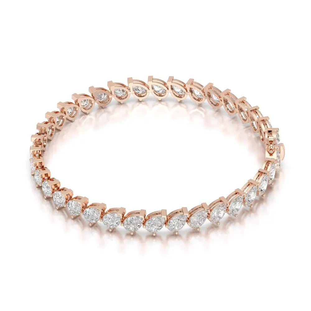 9.50 CT Pear Cut Diamond Bezel Tennis Bracelet Rose Gold
