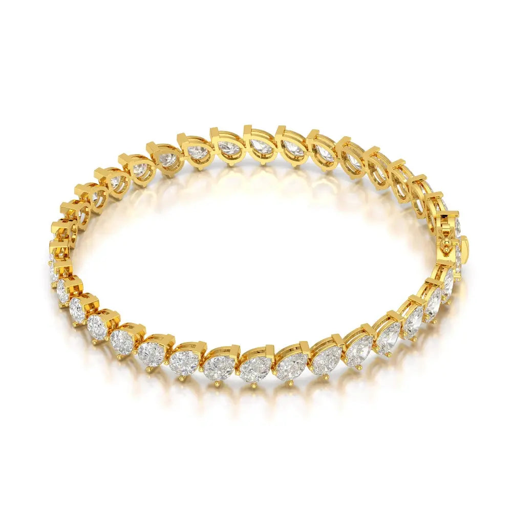9.50 CT Pear Cut Diamond Bezel Tennis Bracelet Yellow Gold
