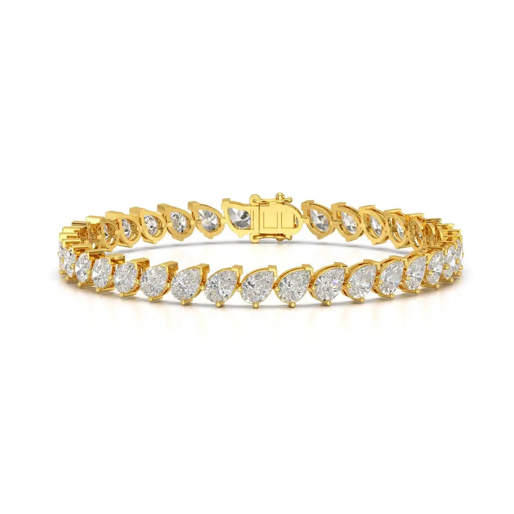 9.50 CT Pear Cut Diamond Bezel Tennis Bracelet Yellow Gold