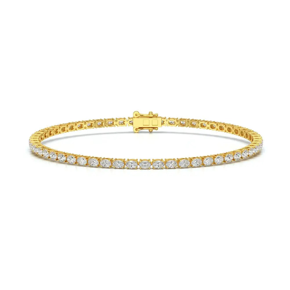 5.16 CT Oval Cut Diamond Tennis Bracelet Yellow Gold