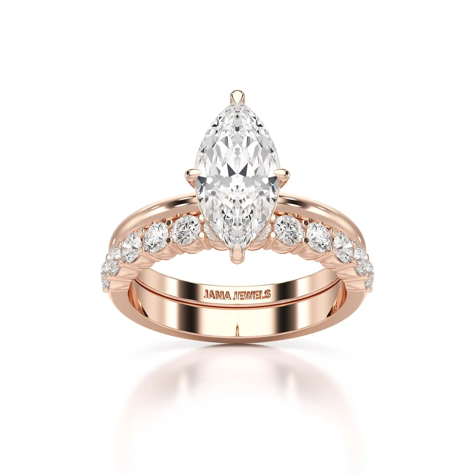 2.65 CT Marquise Cut Double Solitaire Ring with Side Diamonds