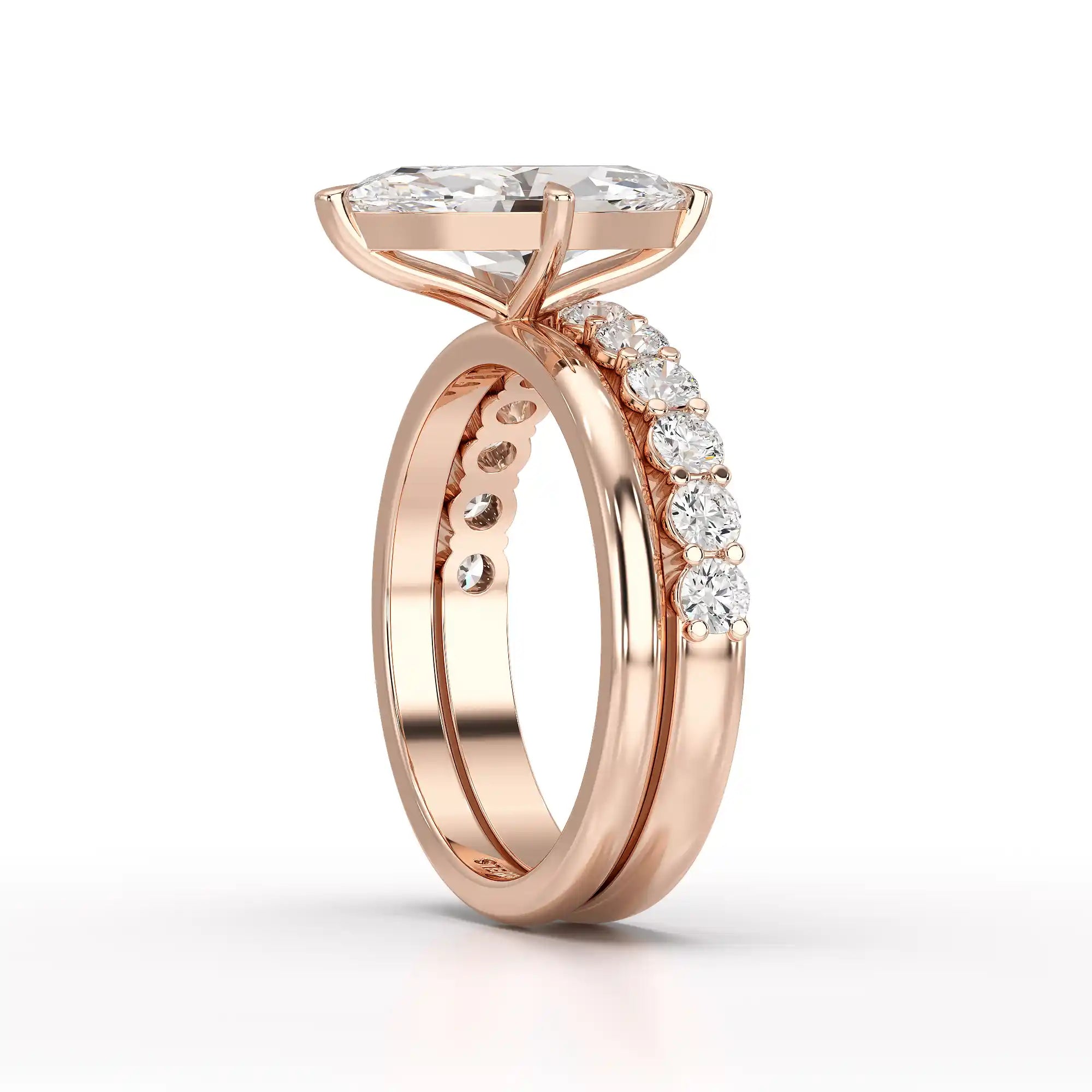 2.65 CT Marquise Cut Double Solitaire Ring with Side Diamonds