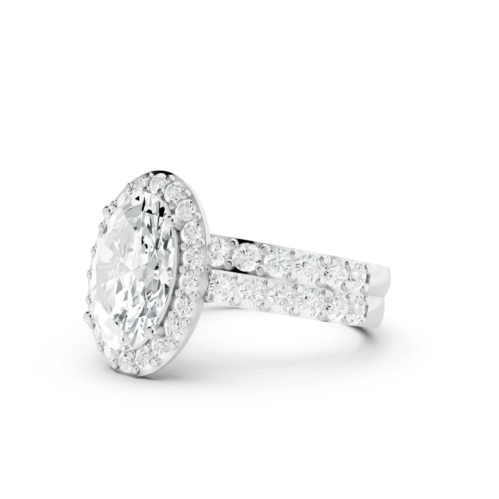 3.05 CT Oval Cut Twin Ring with Round Diamonds
